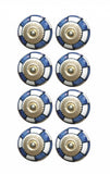 Set of Eight Blue White And Gold Geometric Ceramic Drawer Pull Knobs