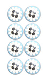 Set of Eight Blue White And Black Floral Ceramic Drawer Pull Knobs