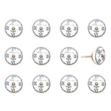 Set of Twelve Black White And Gold Clock Face Ceramic Drawer Pull Knobs