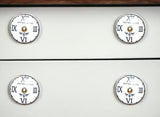 Set of Twelve Black White And Gold Clock Face Ceramic Drawer Pull Knobs