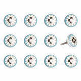 Set of Twelve Sky Blue And White Floral Ceramic Drawer Pull Knobs