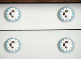 Set of Twelve Sky Blue And White Floral Ceramic Drawer Pull Knobs