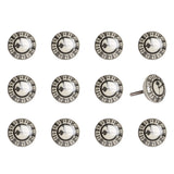 Set of Twelve Black And Gray Clock Face Ceramic Drawer Pull Knobs