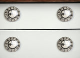 Set of Twelve Black And Gray Clock Face Ceramic Drawer Pull Knobs