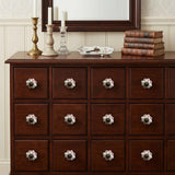 Set of Twelve Burgundy White And Copper Floral Ceramic Drawer Pull Knobs