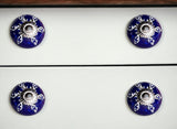 Set of Twelve Blue And White Geometric Ceramic Drawer Pull Knobs