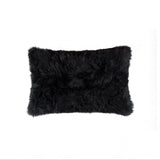 12" X 20" Black Sheepskin Lumbar Throw Pillow