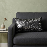 12" X 20" Black and Silver Cowhide Throw Pillow