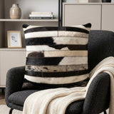 18" Black and White Cowhide Throw Pillow