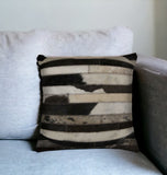 18" Black and White Cowhide Throw Pillow