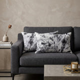 Set of Two 12" X 20" Black and White Cowhide Throw Pillow