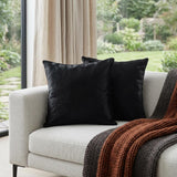 Set of Two 18" Black Cowhide Throw Pillows