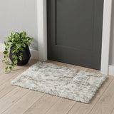 2' X 3' Gray And Ivory Faux Fur Area Rug