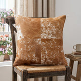 18" Brown and White Cowhide Throw Pillow