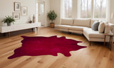 6' X 7' Burgundy Cowhide Area Rug