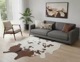 6' X 7' Brown And White Cowhide Area Rug