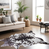6' X 7' Brown And White Cowhide Cowhide Print Area Rug