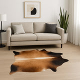 6' X 7' Tan Cowhide Cowhide Print Area Rug