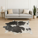 6' X 7' Black And Silver Cowhide Cowhide Print Area Rug