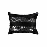 12" X 20" Black and Silver Cowhide Throw Pillow