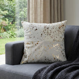 18" Natural And Gold Cowhide Throw Pillow