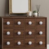Set of Twelve White and Black Ceramic Drawer Pull Knobs