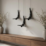 Set of Three Black Resin Diving Man Hanging Dimensional Sculpture