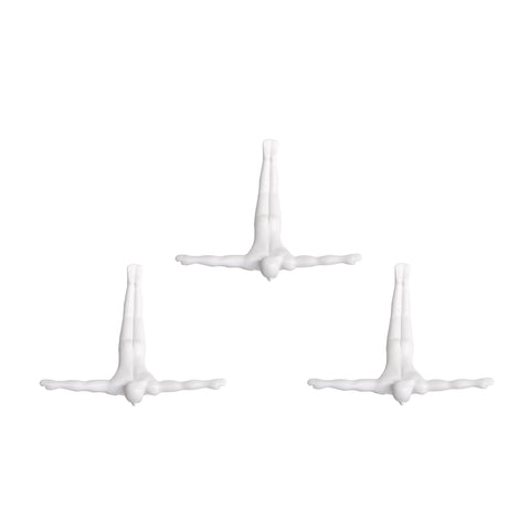 Set of Three White Resin Diving Man Hanging Dimensional Sculpture
