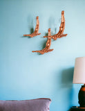 Set of Three Bronze Resin Diving Man Hanging Dimensional Sculpture
