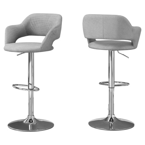 Light Gray and Silver Metal Low Back Bar Chair
