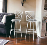 Set of Two 28" Gray and White Metal Bar Chairs