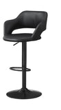 Black Faux Leather and Metal Low Back Adjustable Height Swivel Bar Chair