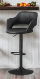 Black Faux Leather and Metal Low Back Adjustable Height Swivel Bar Chair