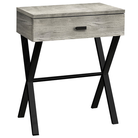 22" Black And Gray Wood And Metal End Table With Drawer