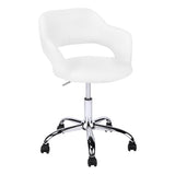 White and Silver Adjustable Swivel Fabric Rolling Office Chair