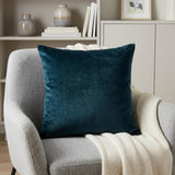18" X 7" X 18" Transitional Dark Blue Solid Pillow Cover With Poly Insert