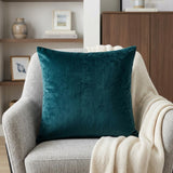 18" X 7" X 18" Transitional Teal Solid Pillow Cover With Poly Insert