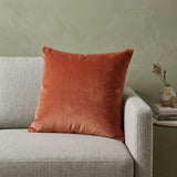 18" X 7" X 18" Transitional Orange Solid Pillow Cover With Poly Insert