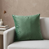 20" X 7" X 20" Transitional Green Solid Pillow Cover With Poly Insert