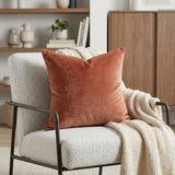 20" X 7" X 20" Transitional Orange Solid Pillow Cover With Poly Insert