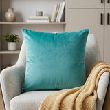 20" X 7" X 20" Transitional Aqua Solid Pillow Cover With Poly Insert