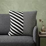 18" X 5" X 18" Transitional White & Black Pillow Cover With Poly Insert