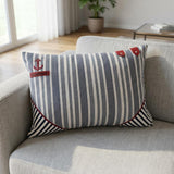 14" X 20" Gray Striped Cotton Throw Pillow