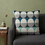 20" Blue Gray And Ivory Geometric Cotton Throw Pillow
