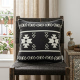 20" X 7" X 20" Southwest Black Cotton Pillow Cover With Poly Insert