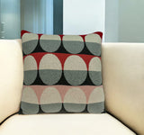 20" Gray Ivory And Red Geometric Cotton Throw Pillow