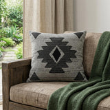 20" X 7" X 20" Southwest Gray Cotton Pillow Cover With Poly Insert