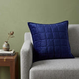 20" X 7" X 20" Transitional Royal Blue Quilted Pillow Cover With Poly Insert