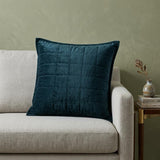 20" X 7" X 20" Transitional Dark Blue Quilted Pillow Cover With Poly Insert