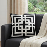 20" X 7" X 20" Transitional Black And White Pillow Cover With Poly Insert